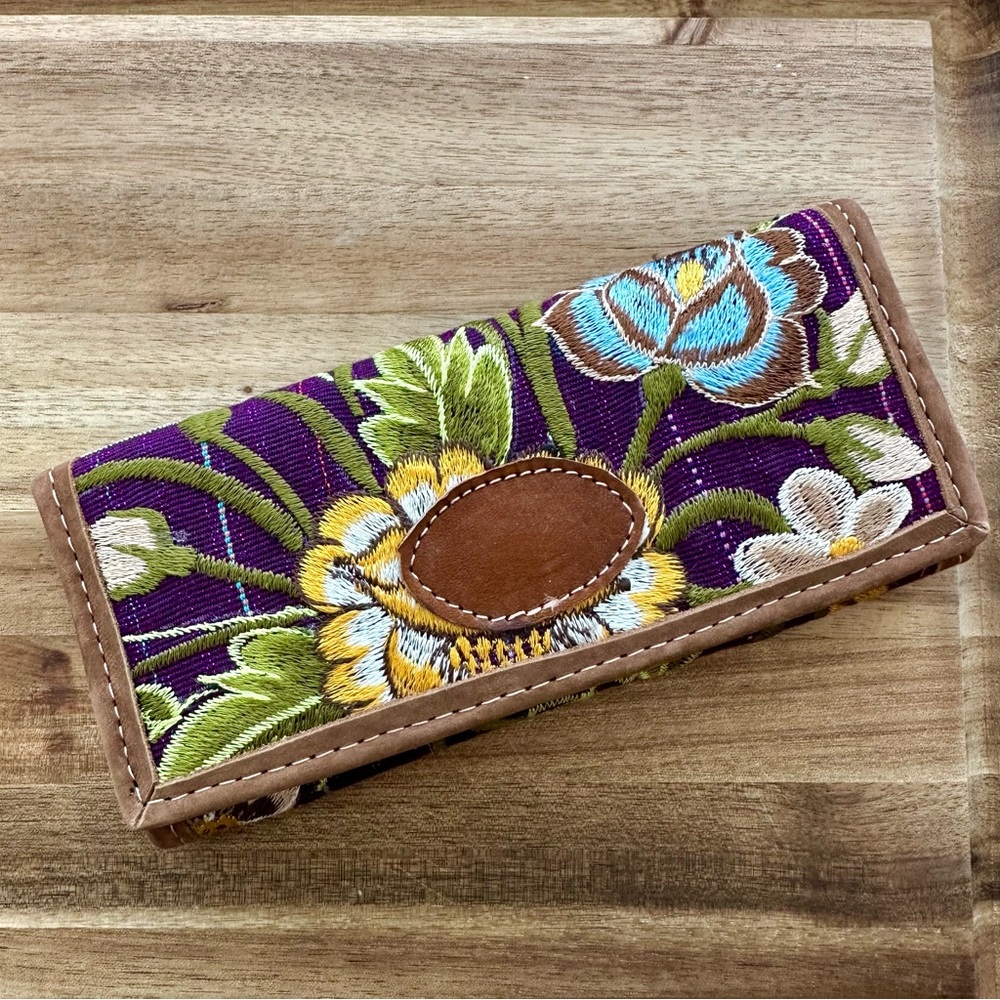 Mexican Embroidered Artisan Wallet  Floral Wallet
